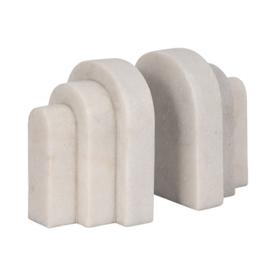 MARBLE, S/2 6, LAYERED ARCHES BOOKENDS,WHITE