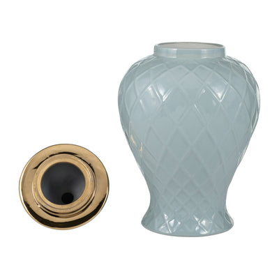 CER, 20H ROPE TEMPLE JAR, BLUE/GOLD