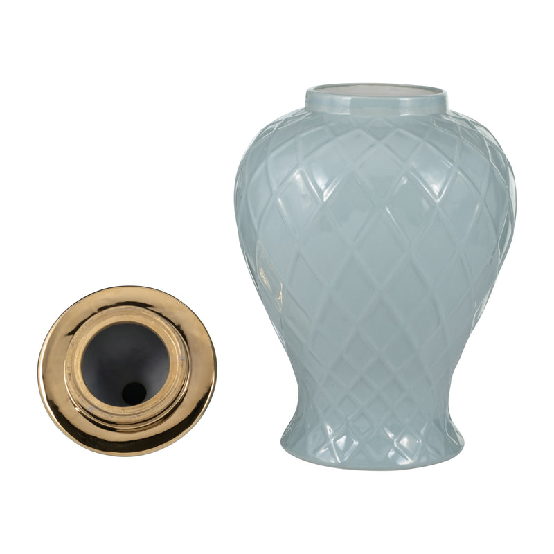 CER, 20H ROPE TEMPLE JAR, BLUE/GOLD