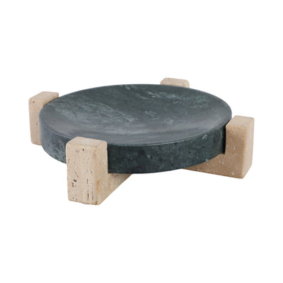 12 Archer Small Green Marble And Travertine Tray