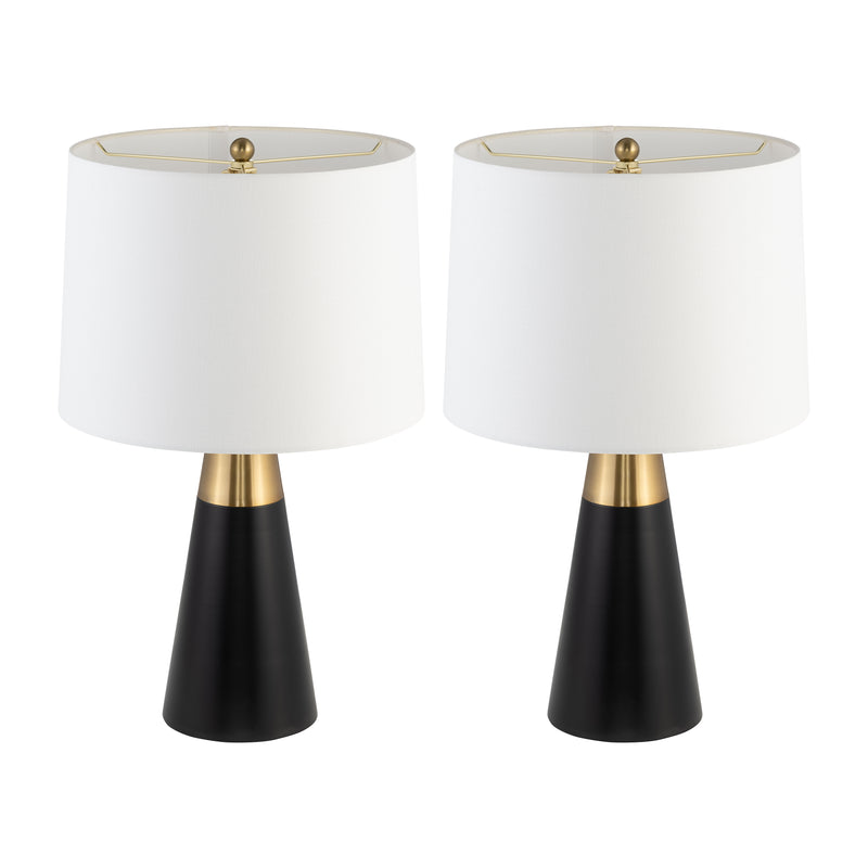 Metal,s/2,23h,2tone Cone Tbl Lamps,blk/gld