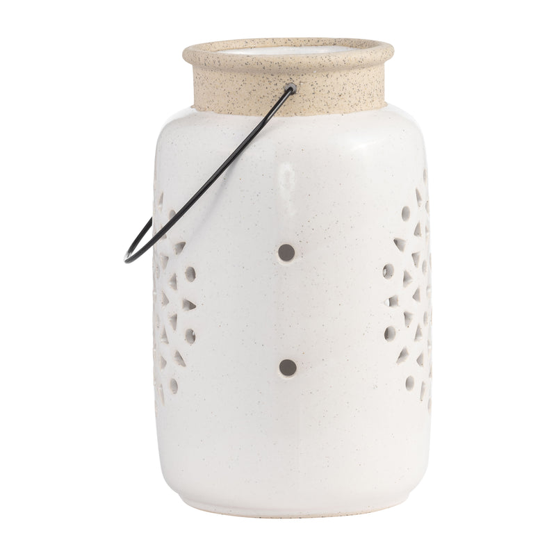 CER, 9H FLOWER CUT OUT LANTERN, IVORY