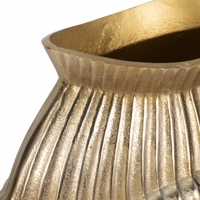 11 Balina Metal Boat Shaped Vase, Gold