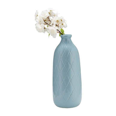 CER, 16 PLAID TEXTURED VASE, CAMEO BLUE