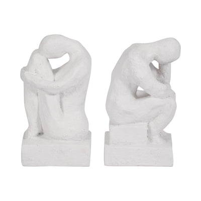 S/2 7 Thinking Man Bookends, White