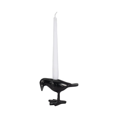 6 Crow Taper Candle Holder, Black