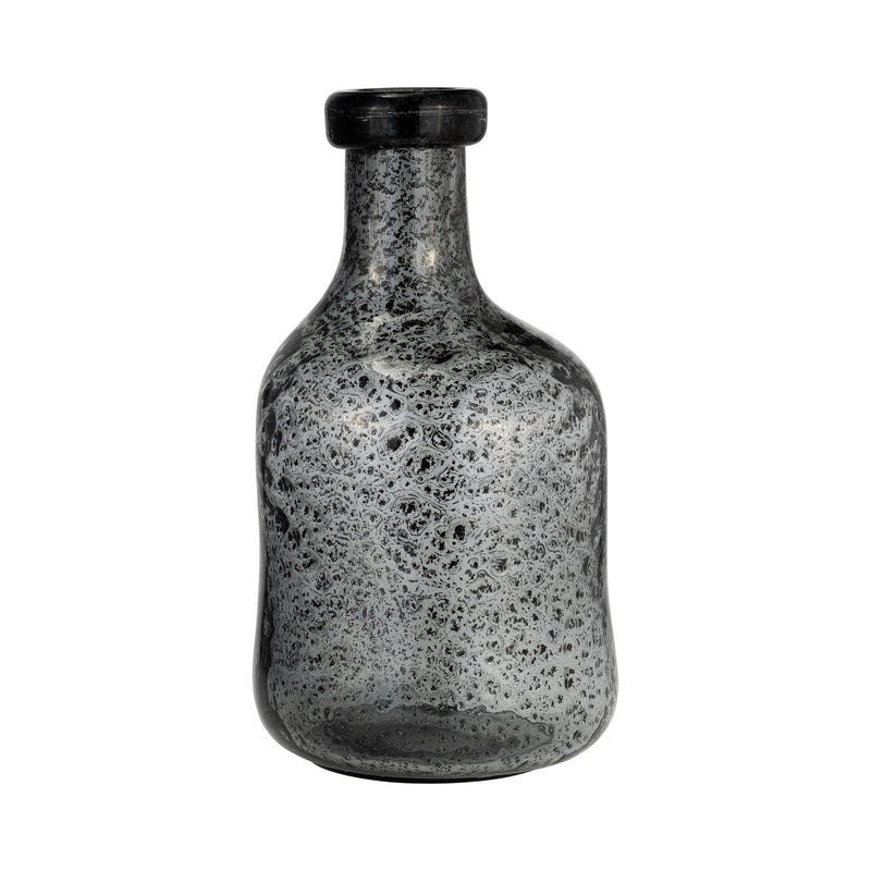 GLASS, 11H IRREGULAR SHAPE VASE, SMOKE