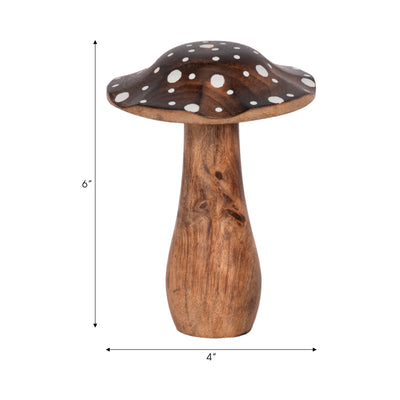 6 Wood Mushroom With White Dots, Brown