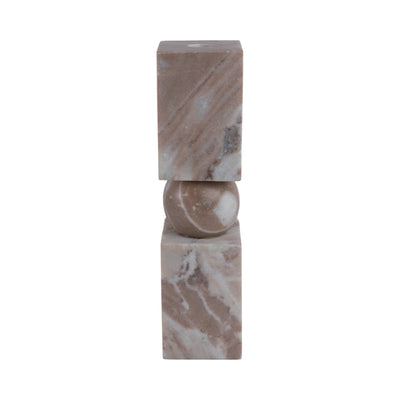 12x3 Chunky Marble Taper Holder, Tan Multi