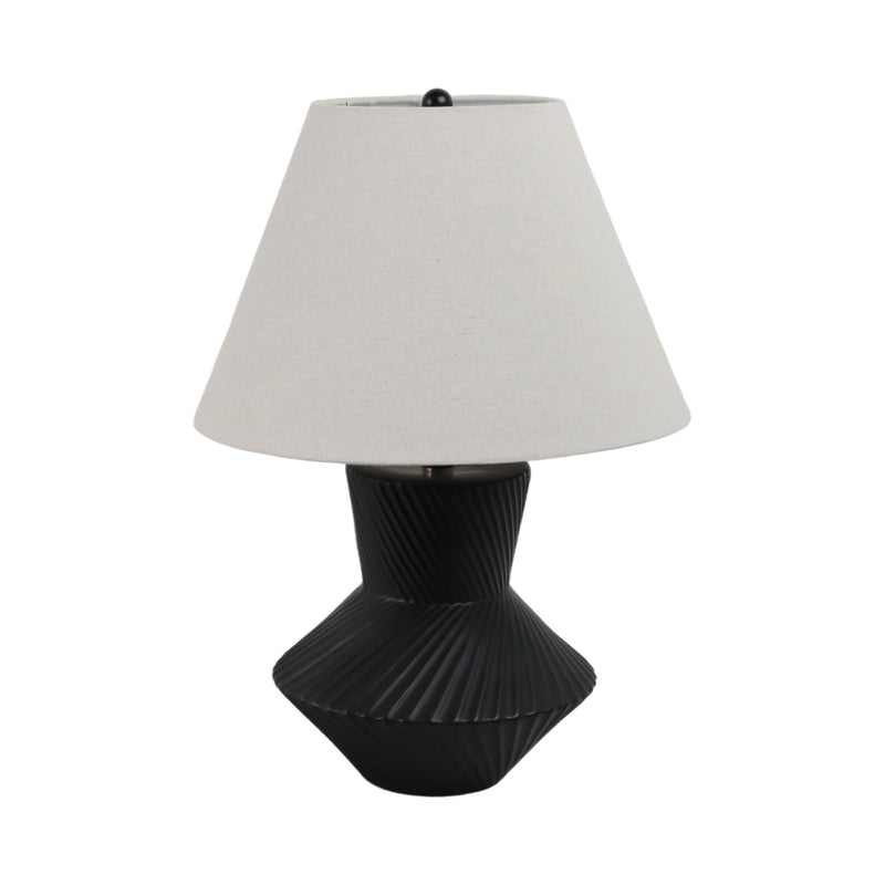 23 Ribbed Totem Table Lamp, Black/white