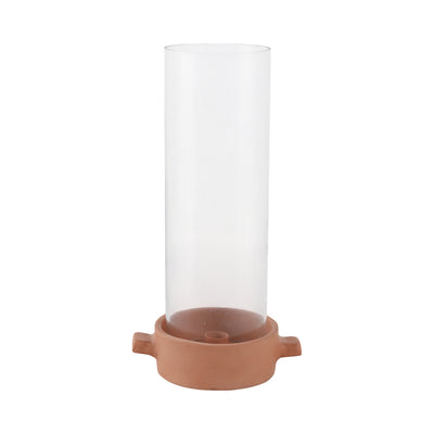 13x7 Terracotta Hurricane Taper Holder, Natural