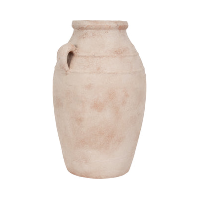 19 Weathered Terracotta Vase, White/natural