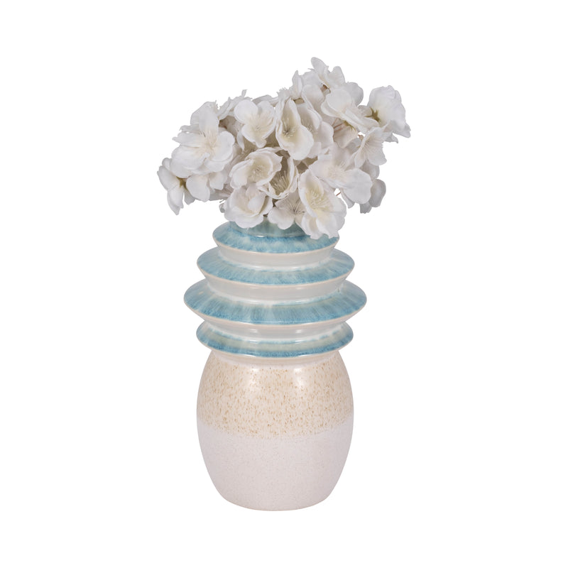 9 Fluted Top Vase Reactive Finish, Multi