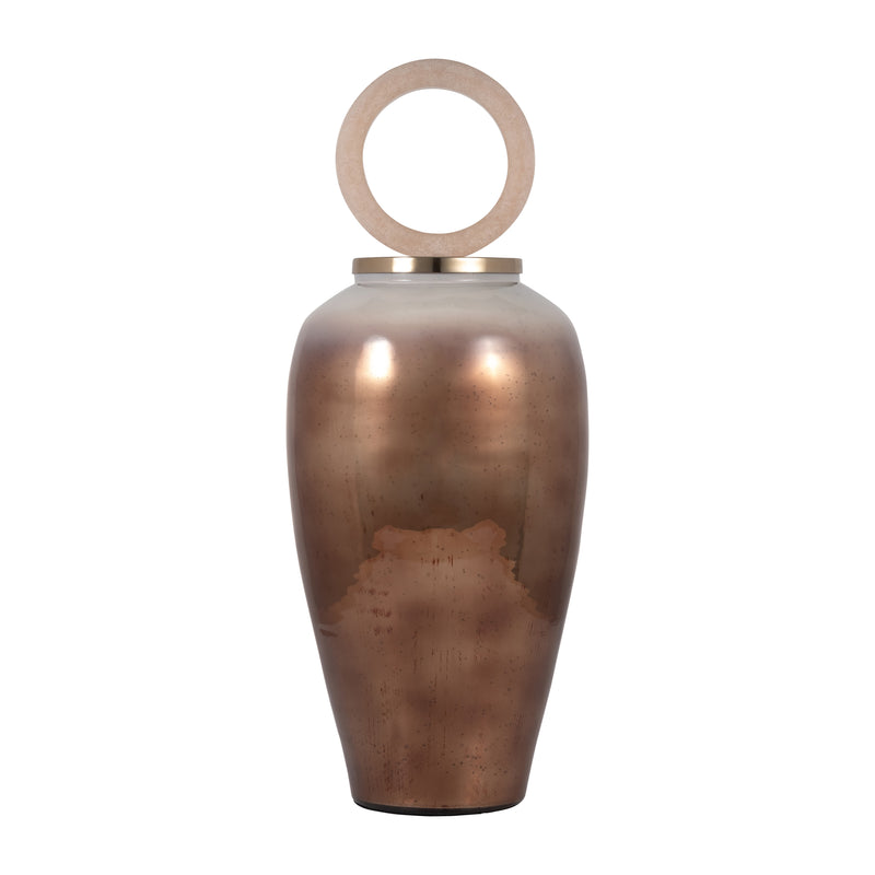 GLASS, 28 VASE ROUND RESIN TOPPER, COPPER