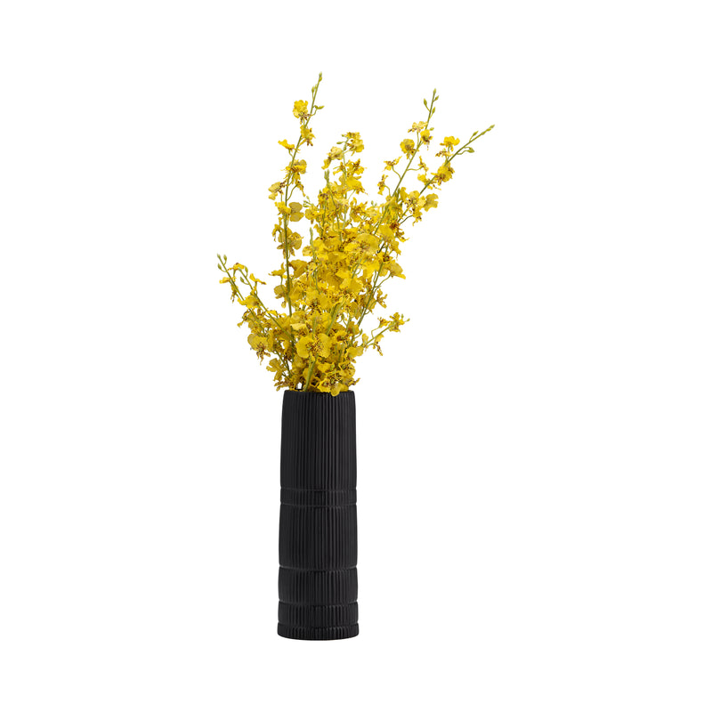 CER, 15H LINED CYLINDER VASE, MATTE BLACK