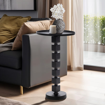 26 ALUMINUM STACKED CUBE ACCENT TABLE, BLACK