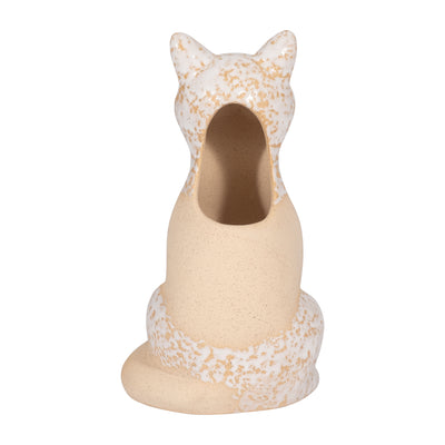 Cer, 8 Sitting Fox Vase, Ivory