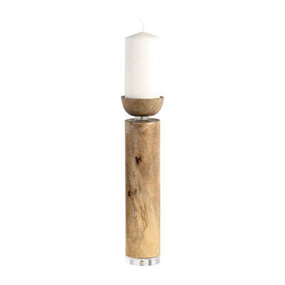 WOOD, 14 ACRYLIC DETAIL TAPER CANDLEHOLDER, NATUR