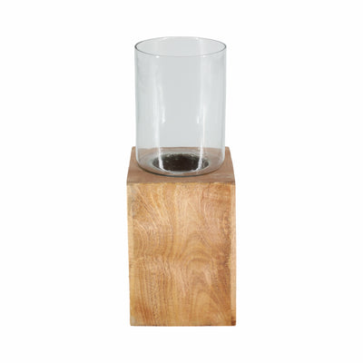 WOOD, 15 SQUARE BASE PILLAR HURRICANE, NATURAL