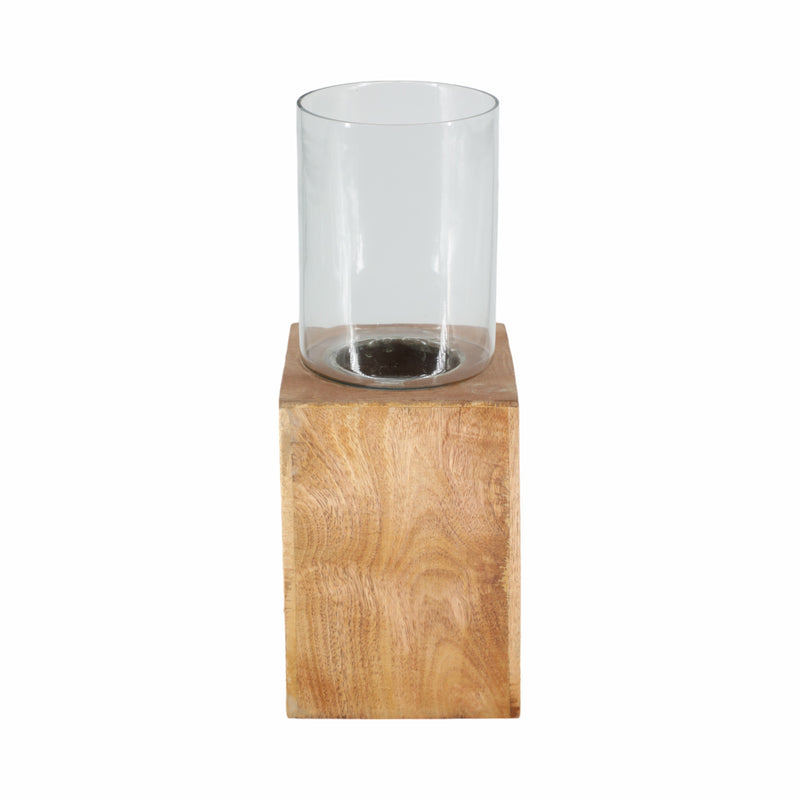 WOOD, 15 SQUARE BASE PILLAR HURRICANE, NATURAL