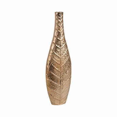 28 Craighton Large Metal Leaf Vase, Gold