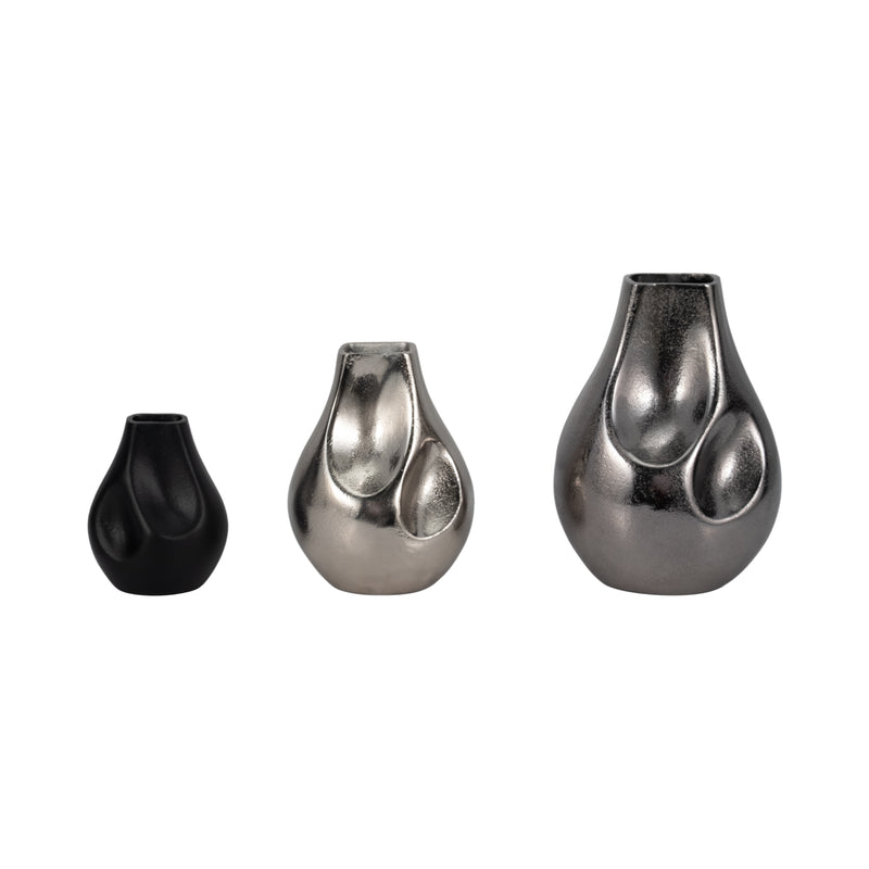 S/3 5/8/10 Jemmi Metal Cast Vases, Multi