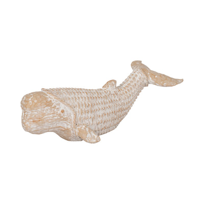 17 Resin Wicker Beluga Whale, White