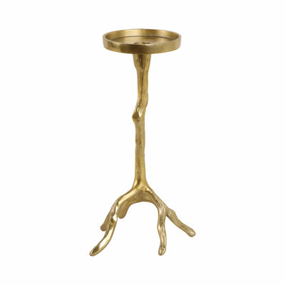 12 Roots Pillar & Taper Candle Holder, Gold