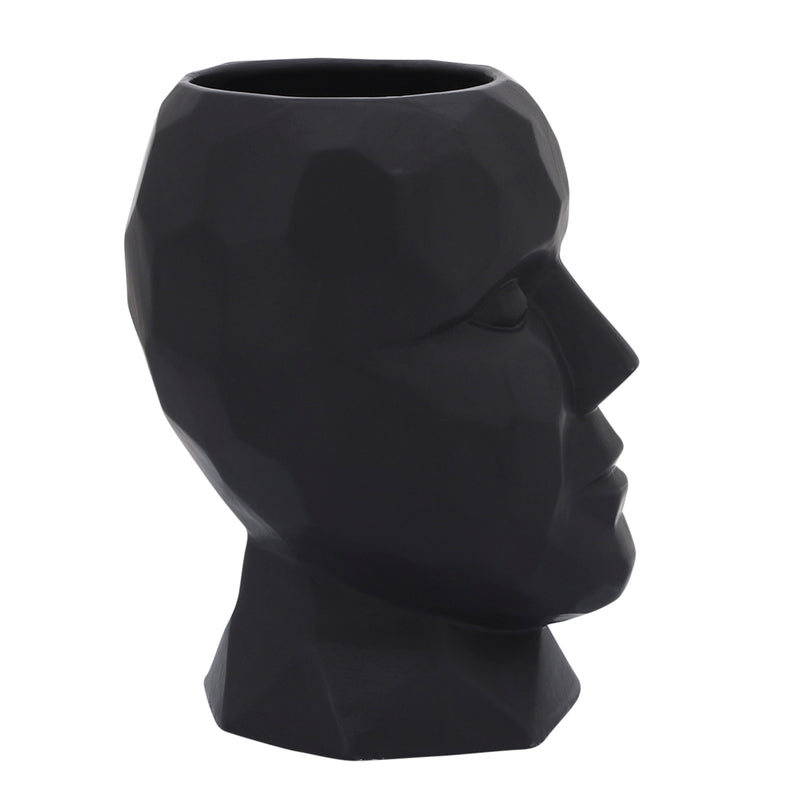 PORCELAIN, 6 DIA FACE VASE, BLACK