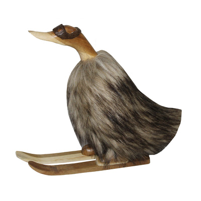 11 Faux Fur Skiing Duck With Goggles, Tan