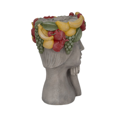 18 Lady With Fruit Planter, Grey/multi