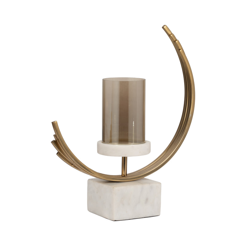 Metal, 17 Crescent Candle Holder, Gold