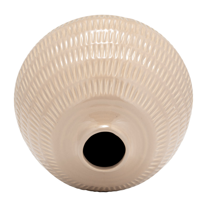 CER,6,STRIPE OVAL VASE,IRISH CREAM