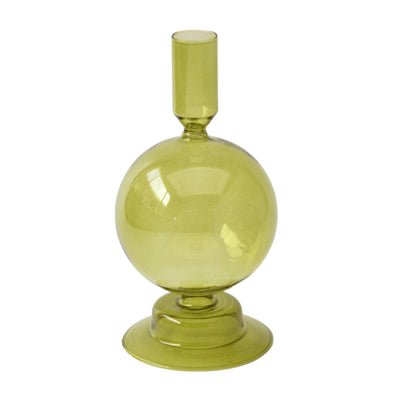 7 Glass Bubble Taper Candle Holder, Olive