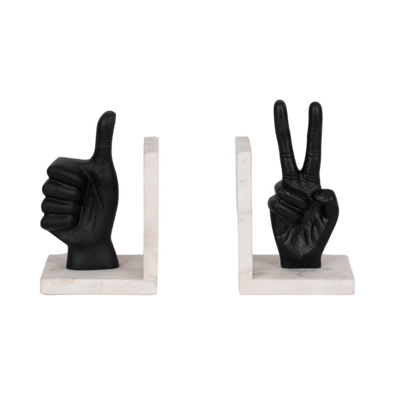 S/2 HAND SIGN BOOKENDS, BLACK