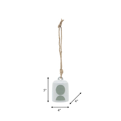 Cer, 4 Hanging Bell Circles, White/Green