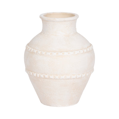 12 Traditional Textured Terracotta Vase, Ivory