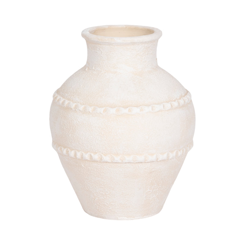 12 Traditional Textured Terracotta Vase, Ivory