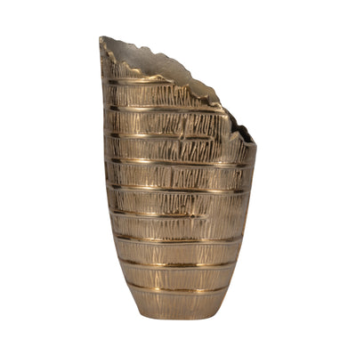 Metal, 18 Aztec Large Vase, Gold