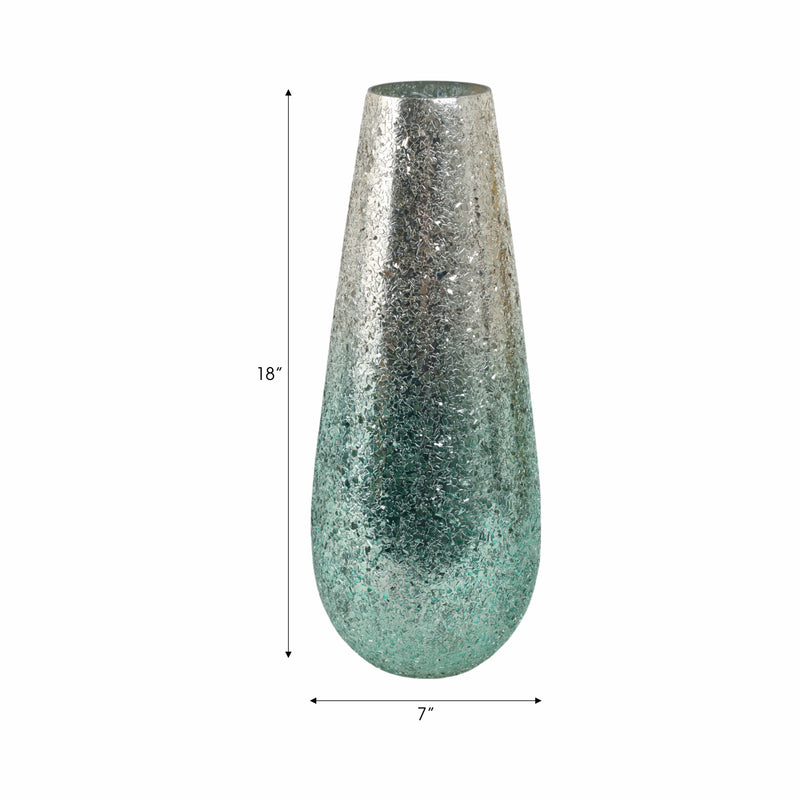 18 Crackled Vase, Green Ombre