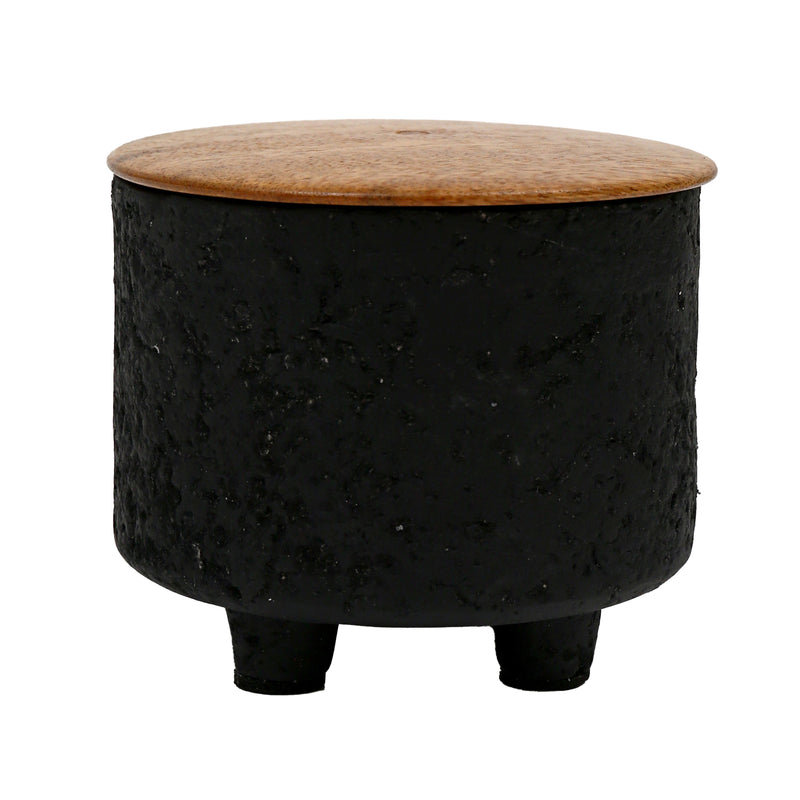 4 7 Oz Balsam & Myrrh Footed Candle With Lid, Blk