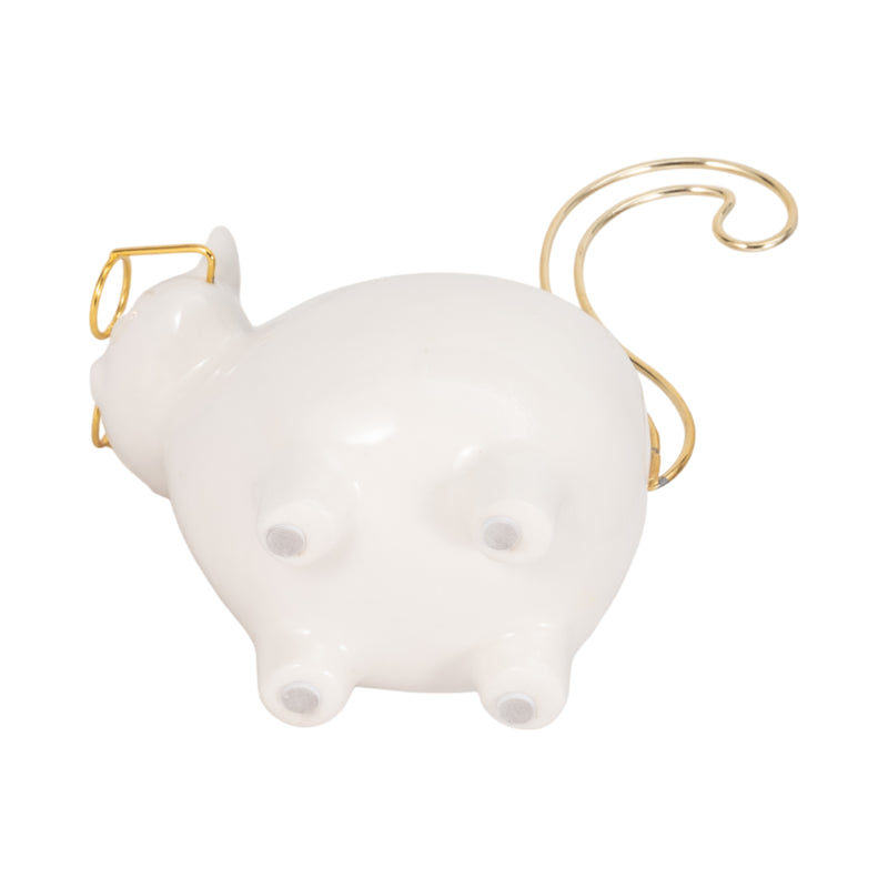 CER, 6 KITTY TRINKET DISH, WHITE/GOLD