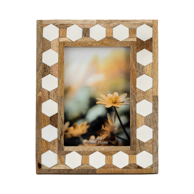 WOOD/RESIN,4X6 HEXAGON FRAME, WHITE