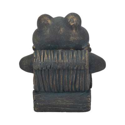 15 Relaxed Frog On Lounger, Bronze