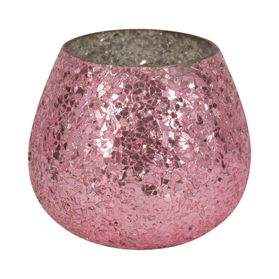 Glass, 5 17 Oz Crackled Scented Candle, Pink