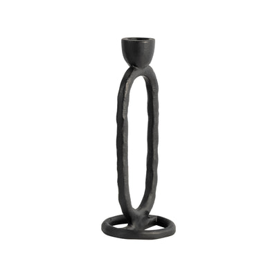 METAL, 7 OPEN OVAL TAPER CANDLEHOLDER, BLACK