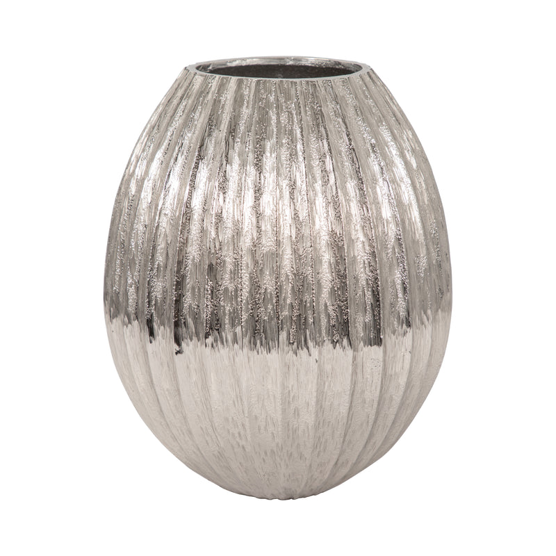 11 Gila Large Metal Cast Vase, Silver