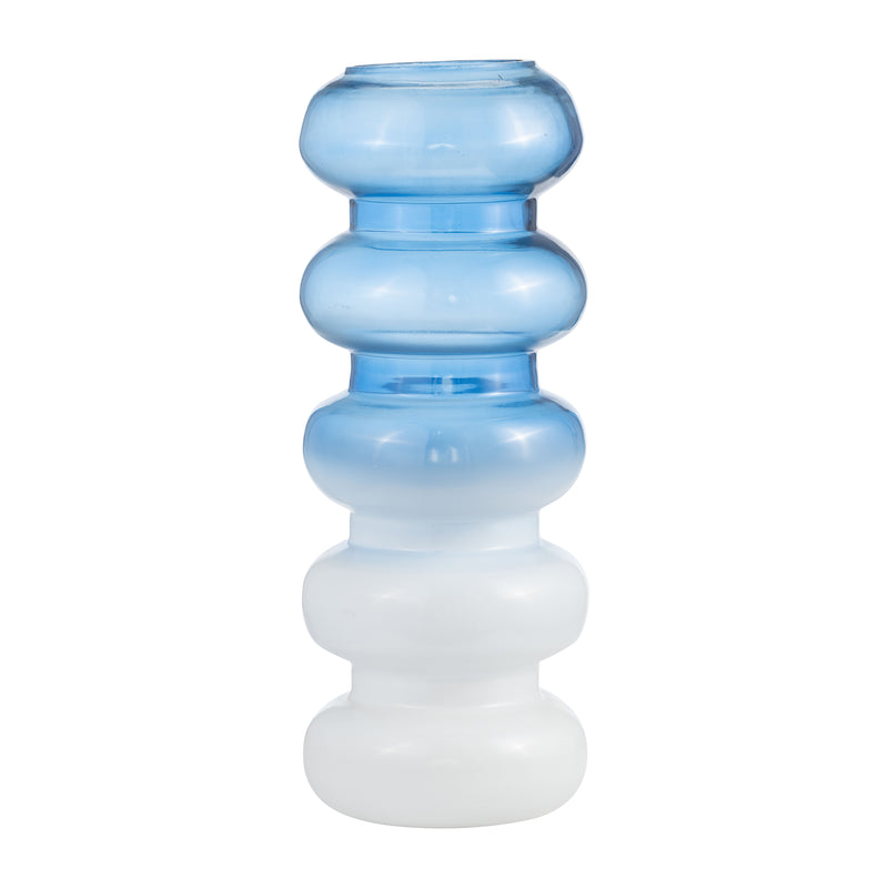 GLASS, 17H ACCORDION VASE, BLUE