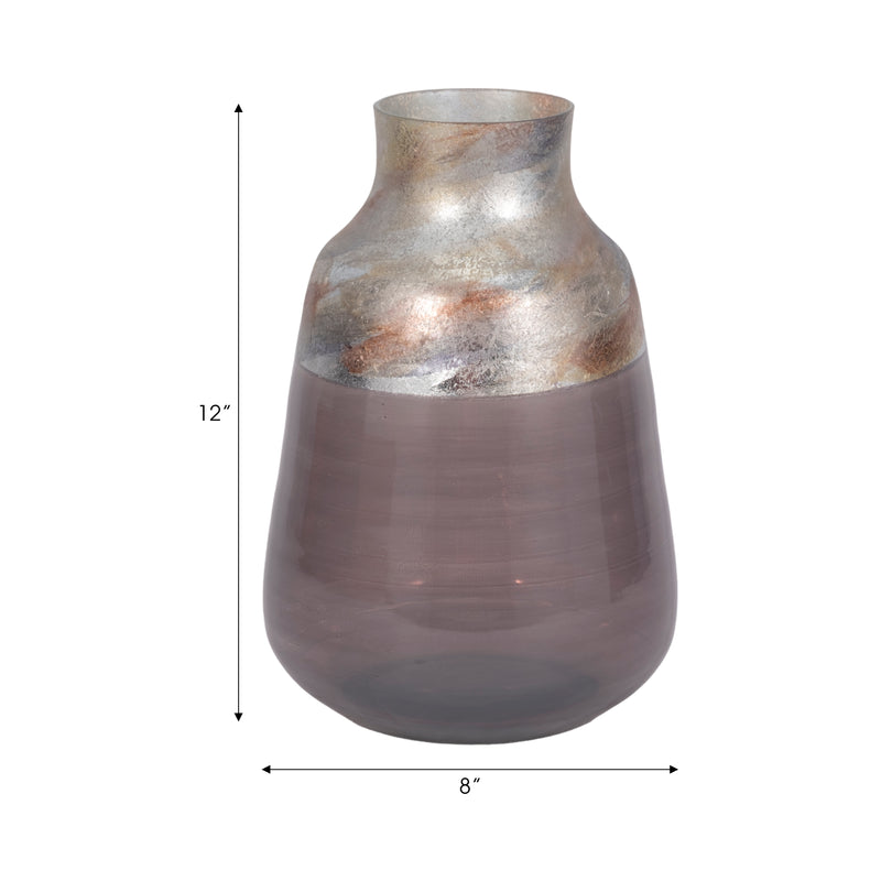 12 2-tone Glass Vase, Grey Multi