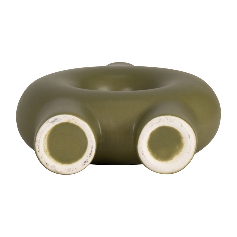 CER,7,DONUT FOOTED VASE,OLIVE